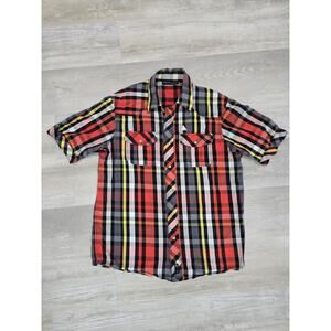 VTG Rocawear Men’s Medium Plaid Western Pearl Snap Shirt Y2K Hip Hop Streetwear